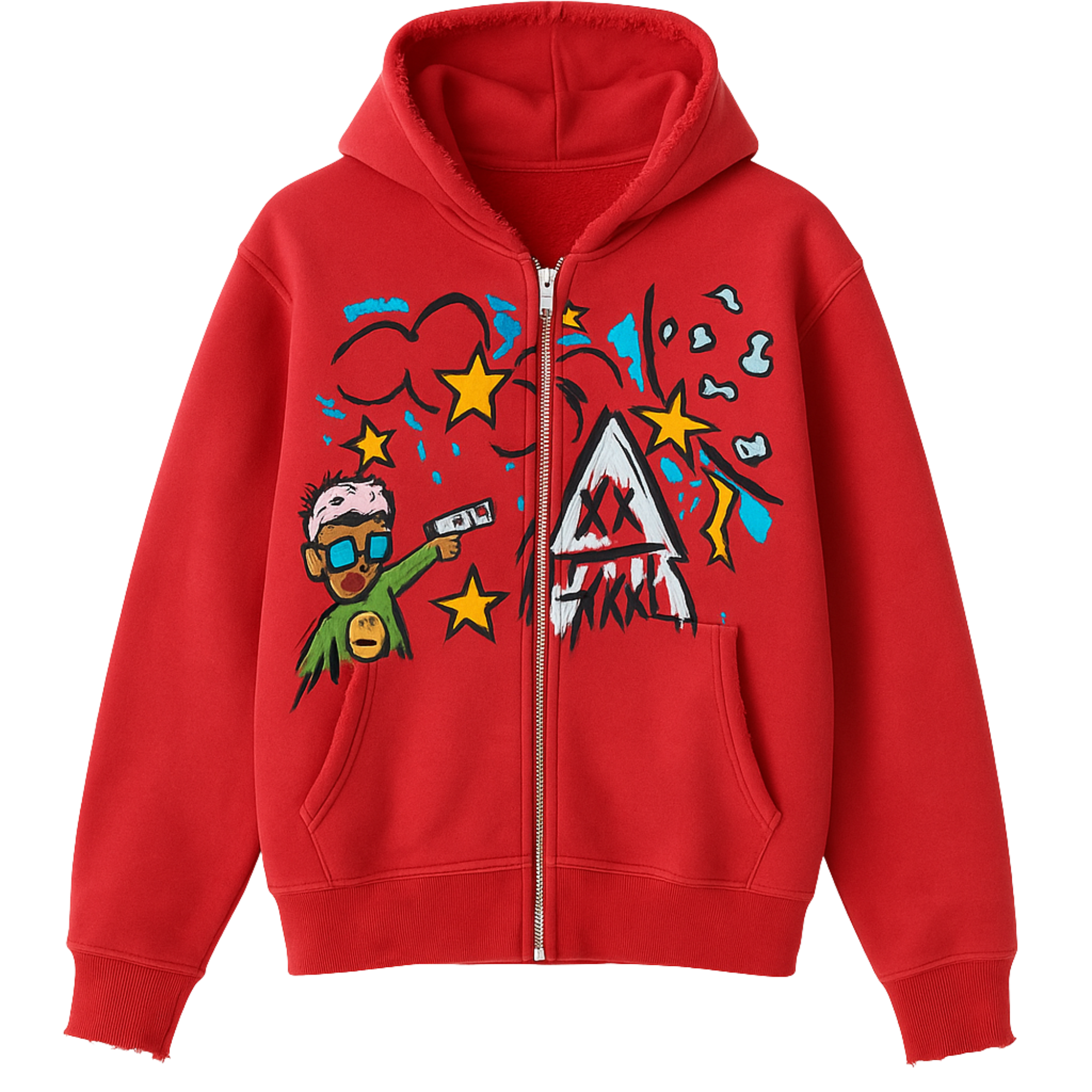One of One – UGLY “Supaman” Red Hoodie (Wearable Art Drop 001)
