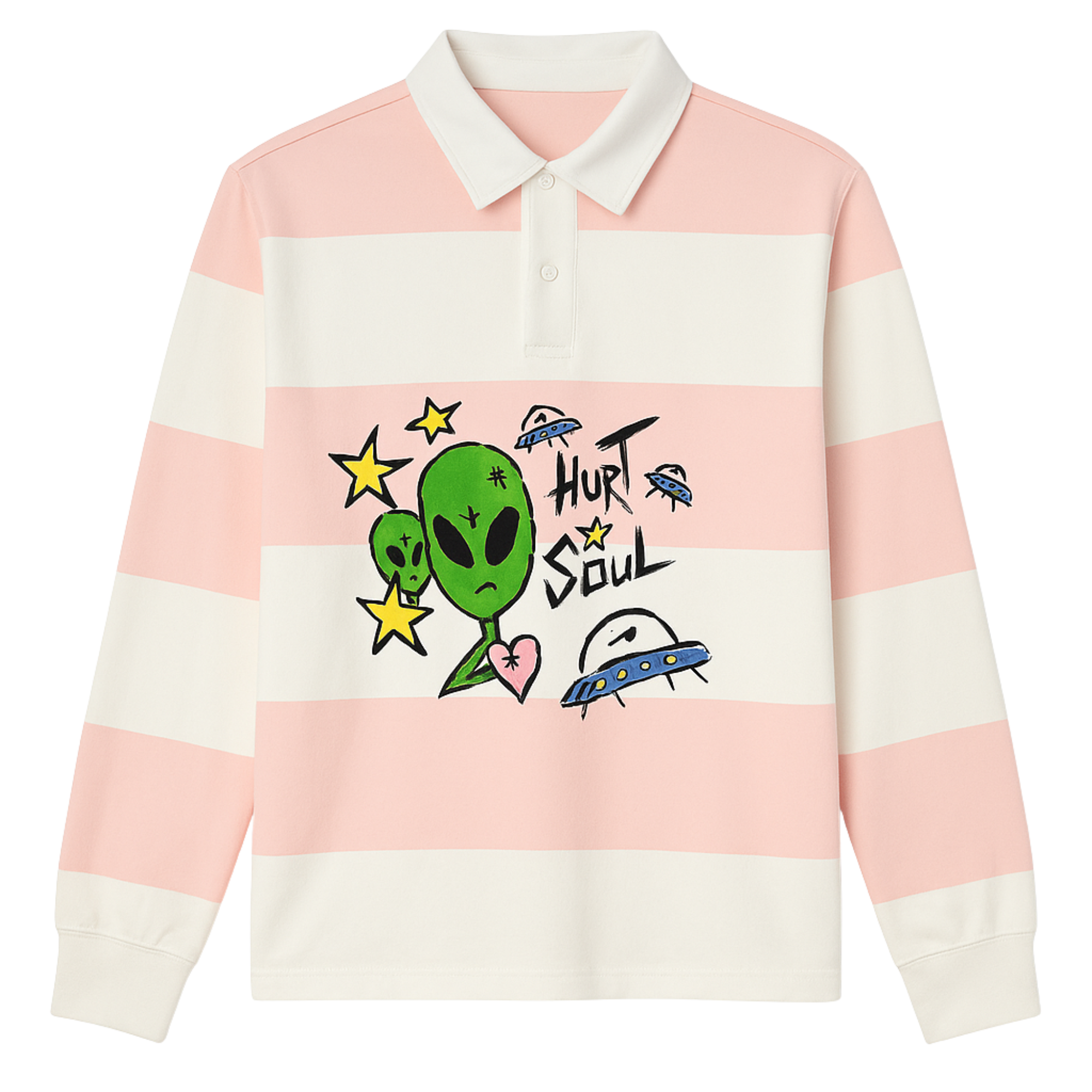 UGLY Hurt Soul Rugby Shirt – Pink/Cream (Drop 001)