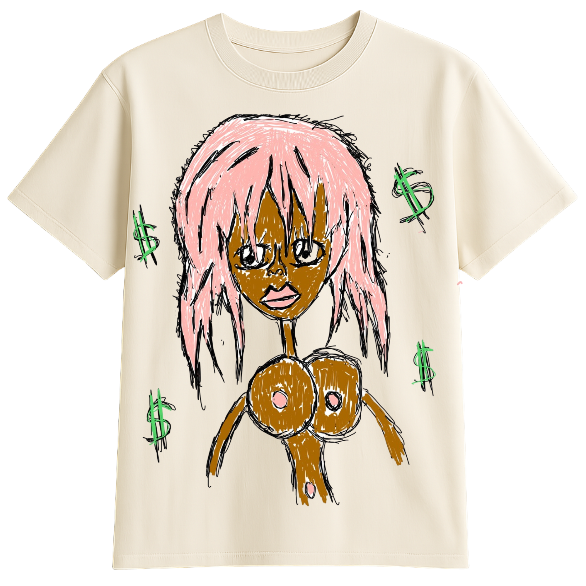 Limited Edition – UGLY “Pink Hair Girl” Tee (Cream Drop 001)