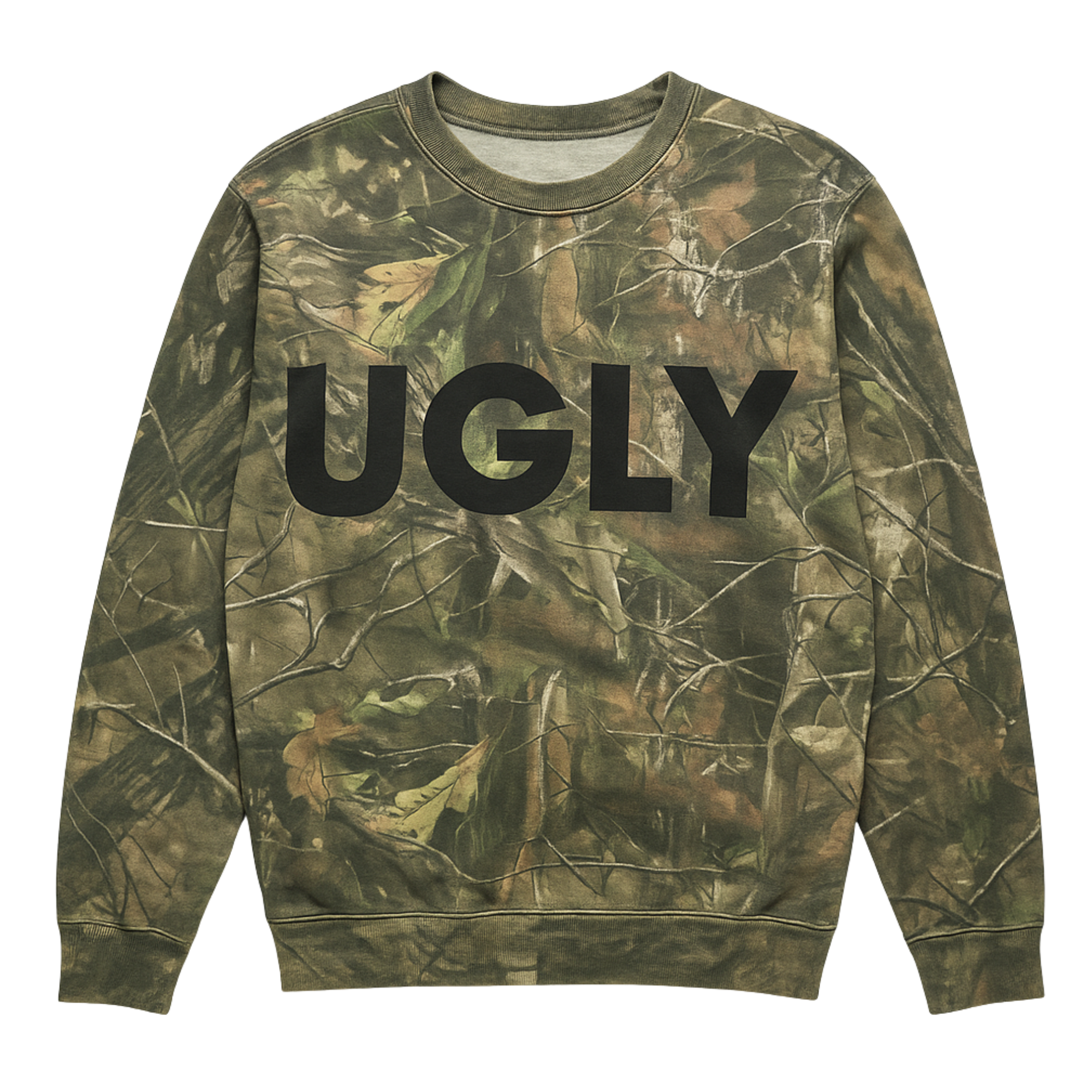 One of One – UGLY Survival Crewneck (Camo/Black Logo, Drop 001)