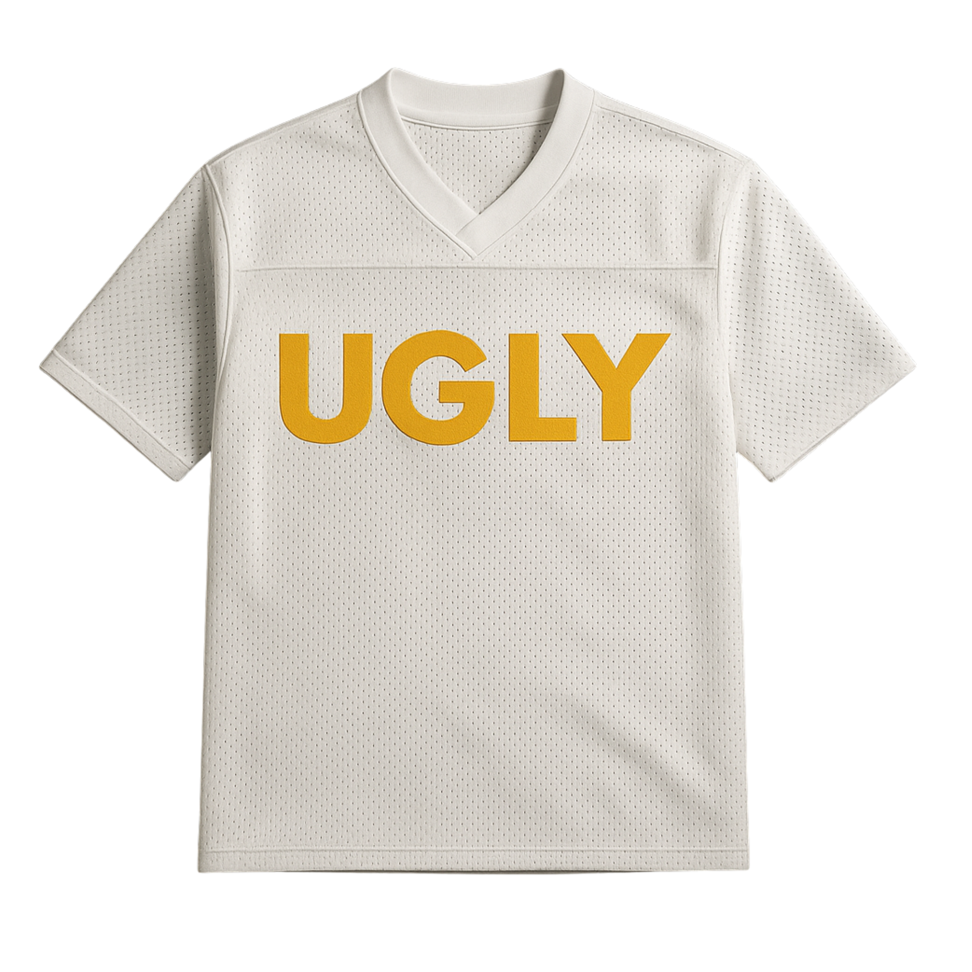 One of One – UGLY Impact Jersey Tee (White/Yellow, Drop 001)