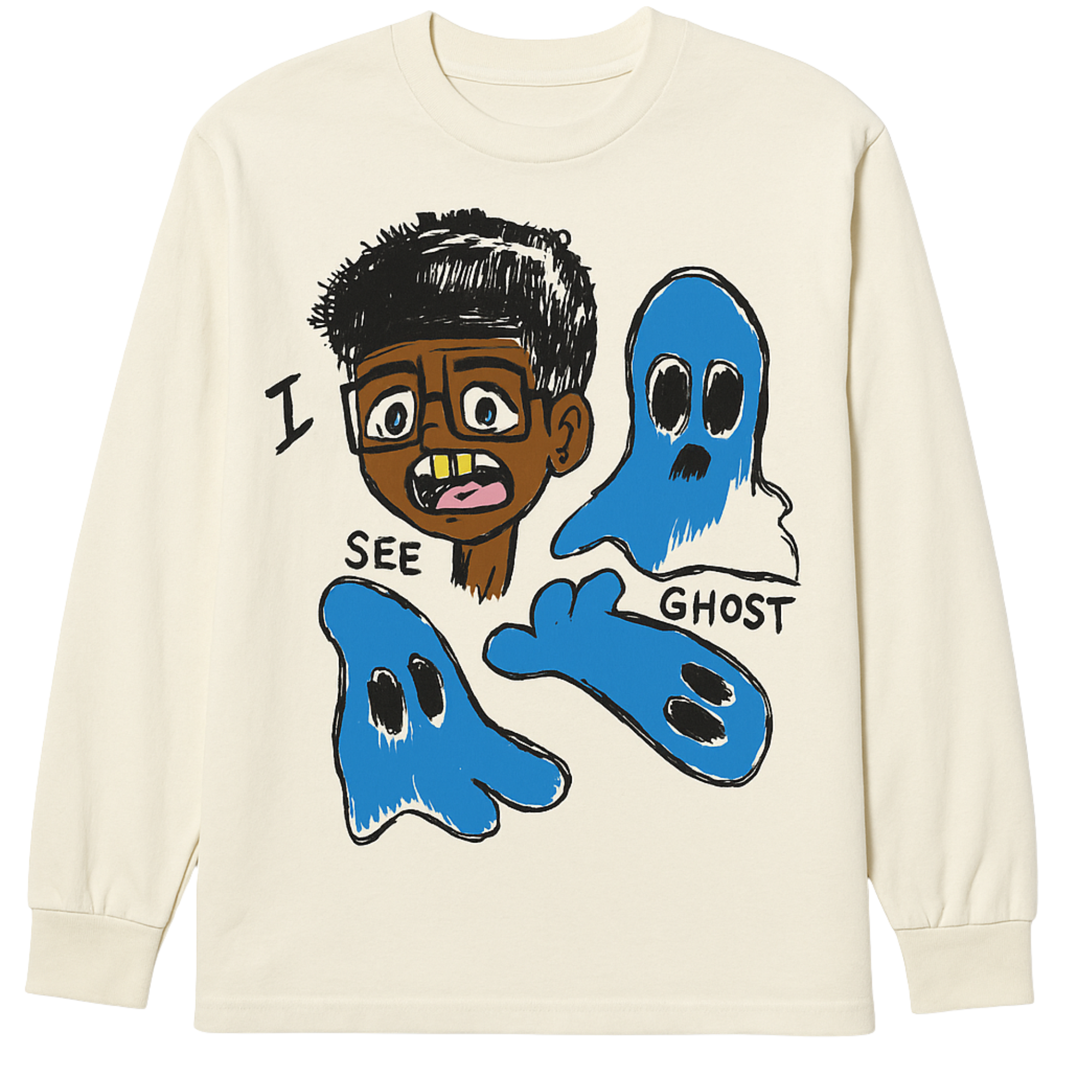 UGLY “I See Ghosts” Long Sleeve Tee – Cream (Drop 001)