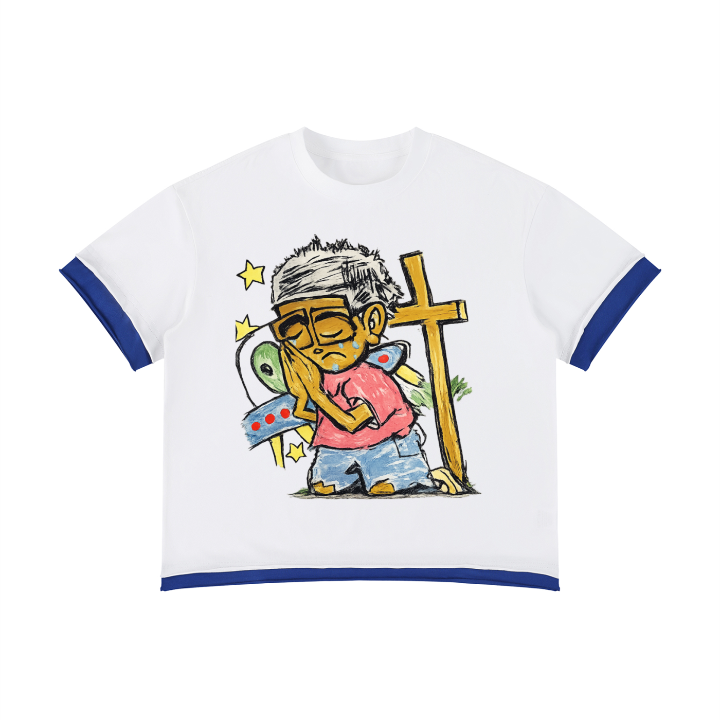 UGLY “PRAY THROUGH IT” BOXY COLOR BLOCK TEE