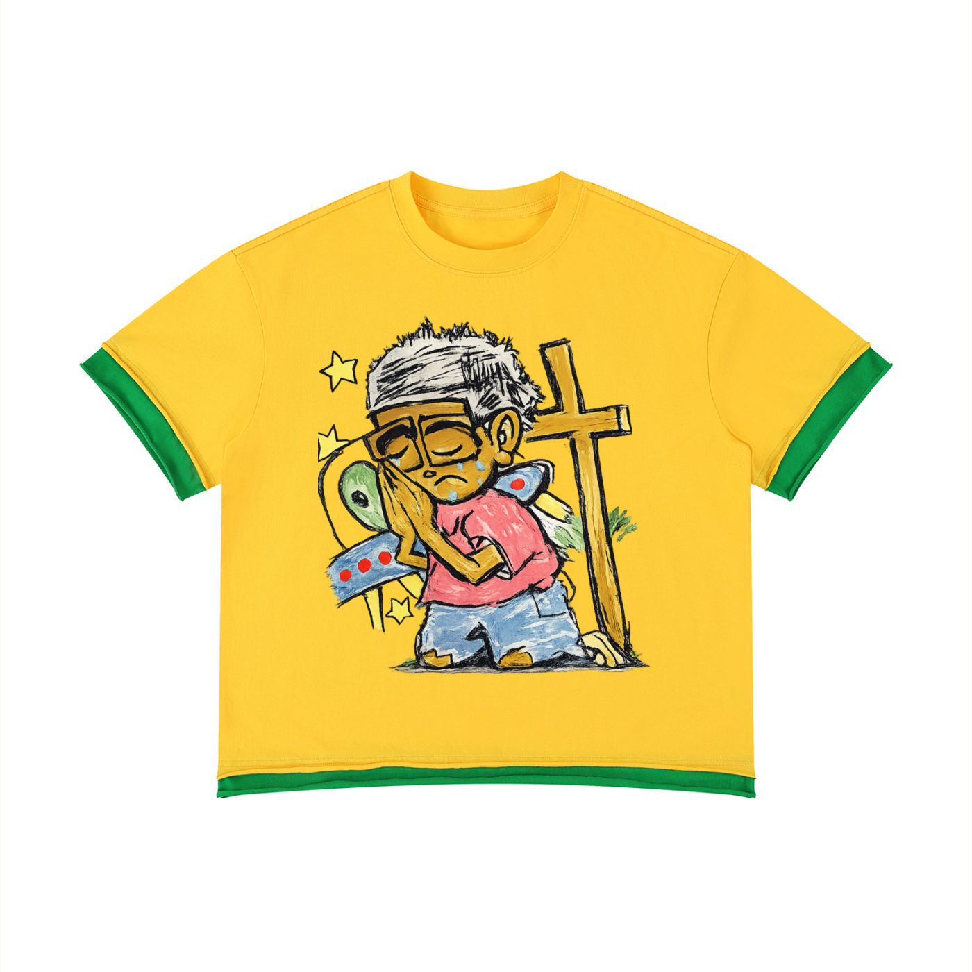 UGLY “PRAY THROUGH IT” BOXY COLOR BLOCK TEE