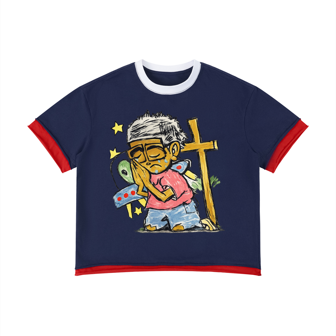 UGLY “PRAY THROUGH IT” BOXY COLOR BLOCK TEE