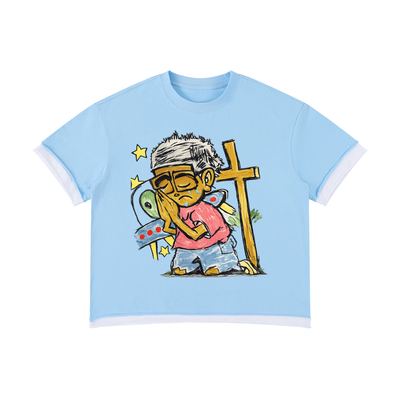 UGLY “PRAY THROUGH IT” BOXY COLOR BLOCK TEE